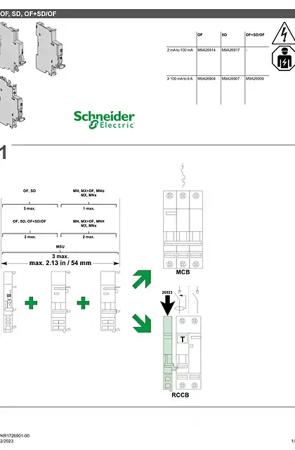 schneider施耐德Multi9 Electrical Auxiliaries - Instruction sheet